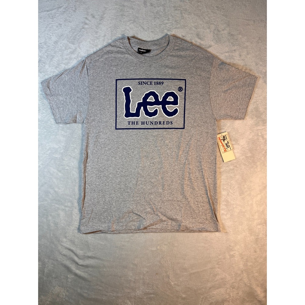 The Hundreds‎ x Lee T-Shirt Mens L Logo Box Tee Collab Heathered Gray Streetwear